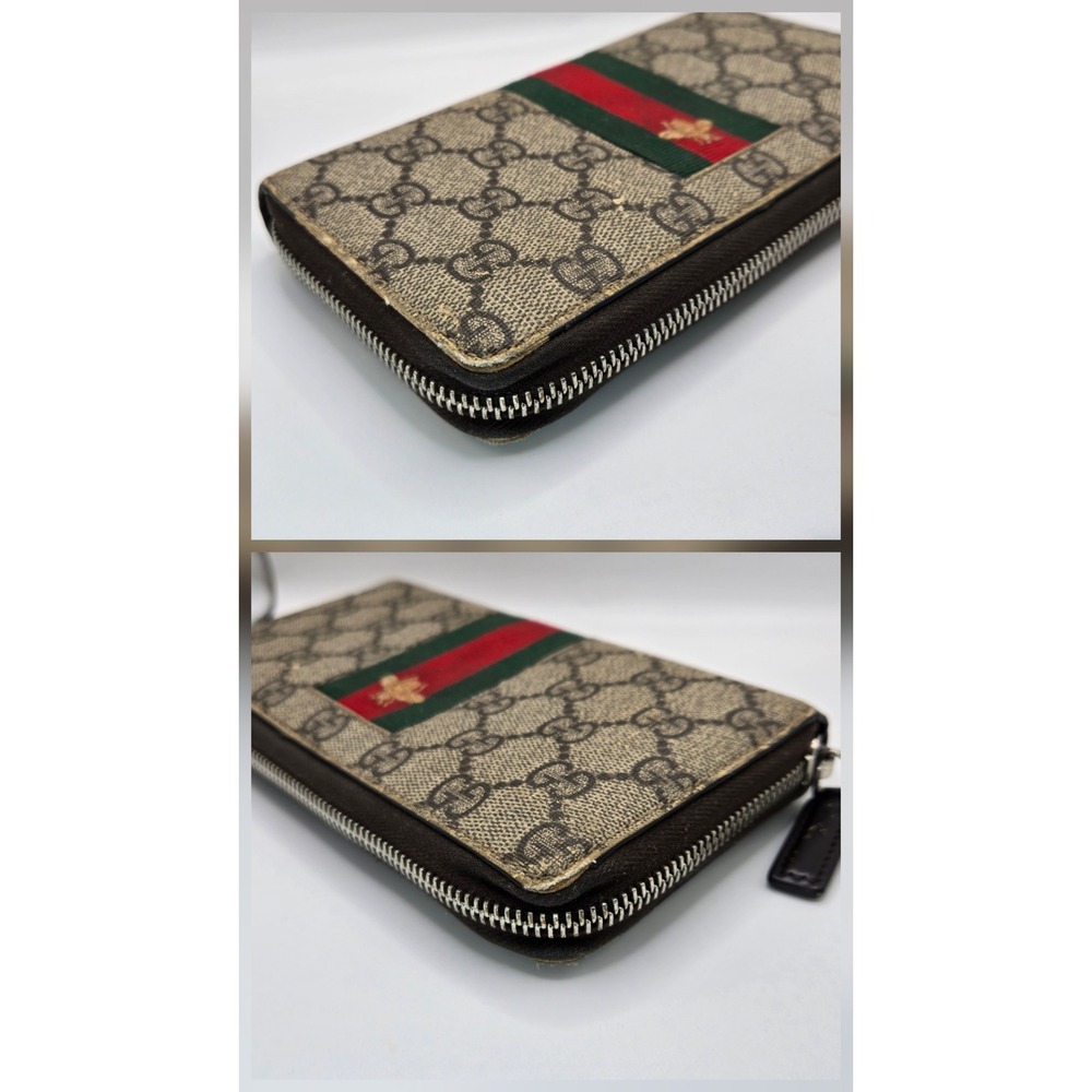 Gucci GG Supreme Web Bee Zip Around Wallet Beige 408831-493075 - Picture 4 of 11